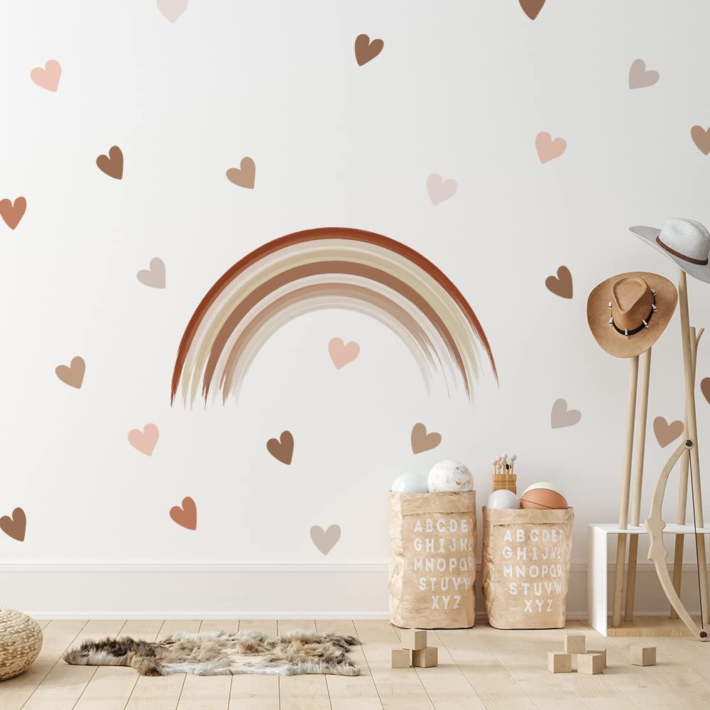 Boho Wall Decal For Girls Bedroom 72 Pcs, Boho Heart Wall Stickers Peel And Stick For Nursery Kids Room D  Cor, Removable Wall D
